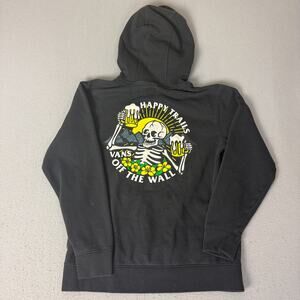 Vans Happy Trails Skeleton Beer Graphic Black Pullover Hoodie Mens Small